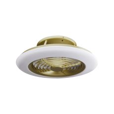 Alisio 70W LED Dimmable Ceiling Light With Built-In 35W DC Reversible Fan, Matt Burnished Gold/White c/w Remote Control and APP Control, 4900lm