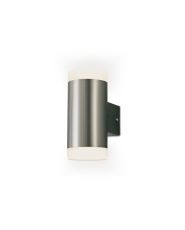 Alpin Up & Downward Lighting Cylinder Wall Lamp, 2x4W LED IP44, Ext/Interior, 4000K, Stainless Steel /Frosted Polycarbonate Diffuser