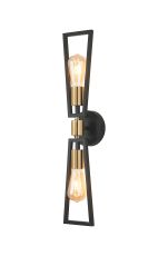 Rico Switched Wall Lamp, 2 Light E27, Gold/Satin Black