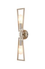 Rico Switched Wall Lamp, 2 Light E27, Satin Nickel/Polished Nickel