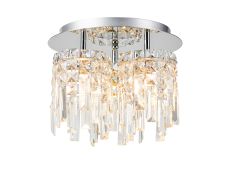 Areni 30cm Flush Ceiling Light, 3 x G9, IP44, Polished Chrome/Crystal