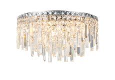 Areni 45cm Flush Ceiling Light, 9 x G9, IP44, Polished Chrome/Crystal