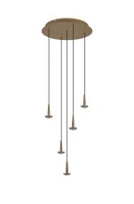 Andromeda 35cm Round Pendant (FRAME ONLY), 5 x 5W LED, 3000K, 2500lm, Gold, 3yrs Warranty