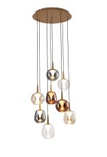 Andromeda 44cm Round Pendant, 8 x 5W LED, 3000K, 4000lm, Gold/Copper/Chrome/Amber/Clear/Frosted 3yrs Warranty