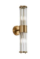 Lumbre 2 Light Crystal Wall Up & Down, E14, IP44, Gold/Clear Crystal