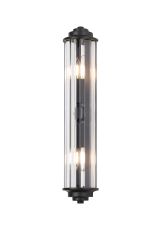 Lumbre 2 Light Crystal Wall, E14, IP44, Satin Black/Clear Crystal