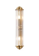 Lumbre 2 Light Crystal Wall, E14, IP44, Gold/Clear Crystal