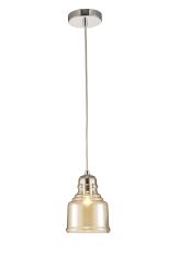 Ariel Single Bell Pendant 1 Light E27 Polished Chrome/Cognac Glass