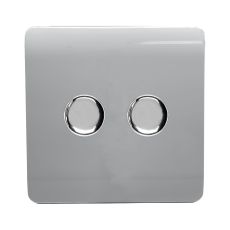Trendi, Artistic Modern 2 Gang 2 Way LED Dimmer Switch 5-150W LED / 120W Tungsten Per Dimmer, Silver Finish, (35mm Back Box Required) 5yrs Wrnty