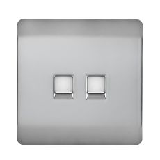 Trendi, Artistic Modern RJ11 Telephone & PC Ethernet Brushed Steel Finish, BRITISH MADE, (35mm Back Box Required), 5yrs Warranty