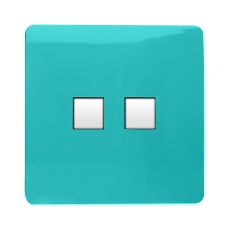 Trendi, Artistic Modern Twin PC Ethernet Cat 5&6 Data Outlet Bright Teal Finish, BRITISH MADE, (35mm Back Box Required), 5yrs Warranty