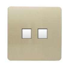 Trendi, Artistic Modern Twin PC Ethernet Cat 5&6 Data Outlet Champagne Gold Finish, BRITISH MADE, (35mm Back Box Required), 5yrs Warranty