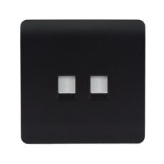 Trendi, Artistic Modern Twin RJ11 Telephone Matt Black Finish, BRITISH MADE, (35mm Back Box Required), 5yrs Warranty