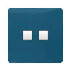 Trendi, Artistic Modern Twin PC Ethernet Cat 5&6 Data Outlet Midnight Blue Finish, BRITISH MADE, (35mm Back Box Required), 5yrs Warranty
