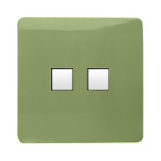Trendi, Artistic Modern Twin PC Ethernet Cat 5&6 Data Outlet Moss Green Finish, BRITISH MADE, (35mm Back Box Required), 5yrs Warranty