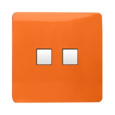Trendi, Artistic Modern RJ11 Telephone & PC Ethernet Orange Finish, BRITISH MADE, (35mm Back Box Required), 5yrs Warranty