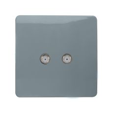 Trendi, Artistic Modern 2 Gang Male F-Type Satellite Television Socket Cool Grey, (25mm Back Box Required), 5yrs Warranty