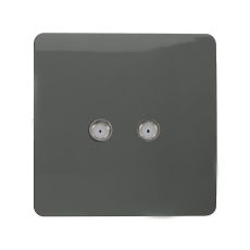 Trendi, Artistic Modern 2 Gang Male F-Type Satellite Television Socket Charcoal, (25mm Back Box Required), 5yrs Warranty