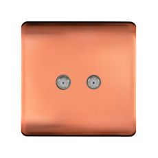 Trendi, Artistic Modern 2 Gang Male F-Type Satellite Television Socket Copper, (25mm Back Box Required), 5yrs Warranty