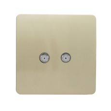 Trendi, Artistic Modern 2 Gang Male F-Type Satellite Television Socket Champagne Gold, (25mm Back Box Required), 5yrs Warranty