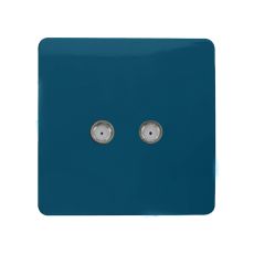 Trendi, Artistic Modern 2 Gang Male F-Type Satellite Television Socket Midnight Blue, (25mm Back Box Required), 5yrs Warranty