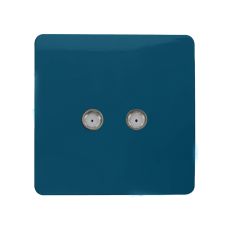 Trendi, Artistic Modern 2 Gang Male F-Type Satellite Television Socket Midnight Blue, (25mm Back Box Required), 5yrs Warranty