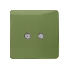 Trendi, Artistic Modern 2 Gang Male F-Type Satellite Television Socket Moss Green, (25mm Back Box Required), 5yrs Warranty
