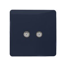 Trendi, Artistic Modern 2 Gang Male F-Type Satellite Television Socket Navy, (25mm Back Box Required), 5yrs Warranty