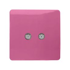 Trendi, Artistic Modern 2 Gang Male F-Type Satellite Television Socket Pink, (25mm Back Box Required), 5yrs Warranty