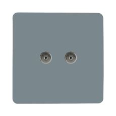 Trendi, Artistic Modern Twin TV Co-Axial Outlet Cool Grey Finish, BRITISH MADE, (25mm Back Box Required), 5yrs Warranty