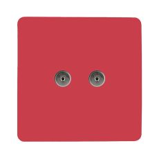 Trendi, Artistic Modern Twin TV Co-Axial Outlet Strawberry Finish, BRITISH MADE, (25mm Back Box Required), 5yrs Warranty