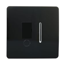 Trendi, Artistic Modern Switch Fused Spur 13A With Flex Outlet Gloss Black Finish, BRITISH MADE, (35mm Back Box Required), 5yrs Warranty