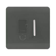 Trendi, Artistic Modern Switch Fused Spur 13A With Flex Outlet Charcoal Finish, BRITISH MADE, (35mm Back Box Required), 5yrs Warranty