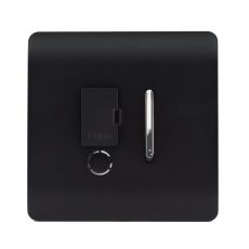 Trendi, Artistic Modern Switch Fused Spur 13A With Flex Outlet Matt Black Finish, BRITISH MADE, (35mm Back Box Required), 5yrs Warranty