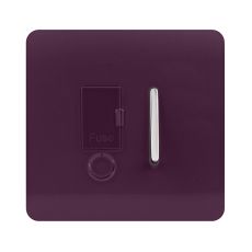 Trendi, Artistic Modern Switch Fused Spur 13A With Flex Outlet Plum Finish, BRITISH MADE, (35mm Back Box Required), 5yrs Warranty