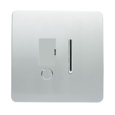 Trendi, Artistic Modern Switch Fused Spur 13A With Flex Outlet Silver Finish, BRITISH MADE, (35mm Back Box Required), 5yrs Warranty