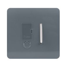 Trendi, Artistic Modern Switch Fused Spur 13A With Flex Outlet Warm Grey Finish, BRITISH MADE, (35mm Back Box Required), 5yrs Warranty