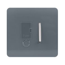 Trendi, Artistic Modern Switch Fused Spur 13A With Flex Outlet Warm Grey Finish, BRITISH MADE, (35mm Back Box Required), 5yrs Warranty