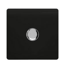 Trendi, Artistic Modern 1 Gang 1 Way LED Dimmer Switch 5-150W LED / 120W Tungsten, Gloss Black/Chrome Finish, (35mm Back Box Required), 5yrs Warranty