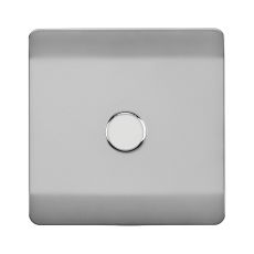 Trendi, Artistic Modern 1 Gang 1 Way LED Dimmer Switch 5-150W LED / 120W Tungsten, Brushed Steel Finish, (35mm Back Box Required), 5yrs Warranty