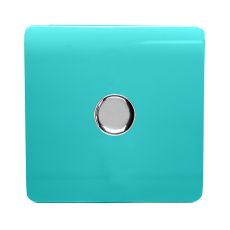 Trendi, Artistic Modern 1 Gang 1 Way LED Dimmer Switch 5-150W LED / 120W Tungsten, Bright Teal Finish, (35mm Back Box Required), 5yrs Warranty