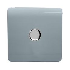 Trendi, Artistic Modern 1 Gang 1 Way LED Dimmer Switch 5-150W LED / 120W Tungsten, Cool Grey Finish, (35mm Back Box Required), 5yrs Warranty