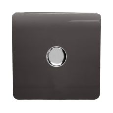 Trendi, Artistic Modern 1 Gang 1 Way LED Dimmer Switch 5-150W LED / 120W Tungsten, Dark Brown Finish, (35mm Back Box Required), 5yrs Warranty