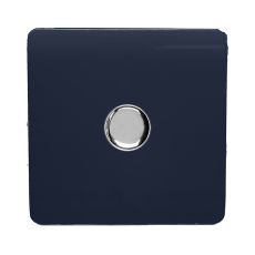 Trendi, Artistic Modern 1 Gang 1 Way LED Dimmer Switch, 5-150W Load Navy Blue/Chrome Finish, (35mm Back Box Required), 5yrs Warranty