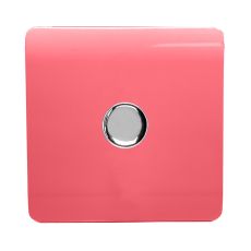 Trendi, Artistic Modern 1 Gang 1 Way LED Dimmer Switch 5-150W LED / 120W Tungsten, Strawberry Finish, (35mm Back Box Required), 5yrs Warranty