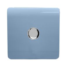 Trendi, Artistic Modern 1 Gang 1 Way LED Dimmer Switch 5-150W LED / 120W Tungsten, Sky Finish, (35mm Back Box Required), 5yrs Warranty
