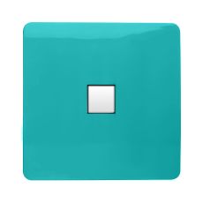Trendi, Artistic Modern Single PC Ethernet Cat 5 & 6 Data Outlet Bright Teal Finish, BRITISH MADE, (35mm Back Box Required), 5yrs Warranty