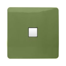 Trendi, Artistic Modern Single PC Ethernet Cat 5 & 6 Data Outlet Moss Green Finish, BRITISH MADE, (35mm Back Box Required), 5yrs Warranty