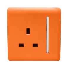 Trendi, Artistic Modern 1 Gang 13Amp Switched Socket Orange Finish, BRITISH MADE, (25mm Back Box Required), 5yrs Warranty