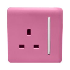 Trendi, Artistic Modern 1 Gang 13Amp Switched Socket Pink Finish, BRITISH MADE, (25mm Back Box Required), 5yrs Warranty